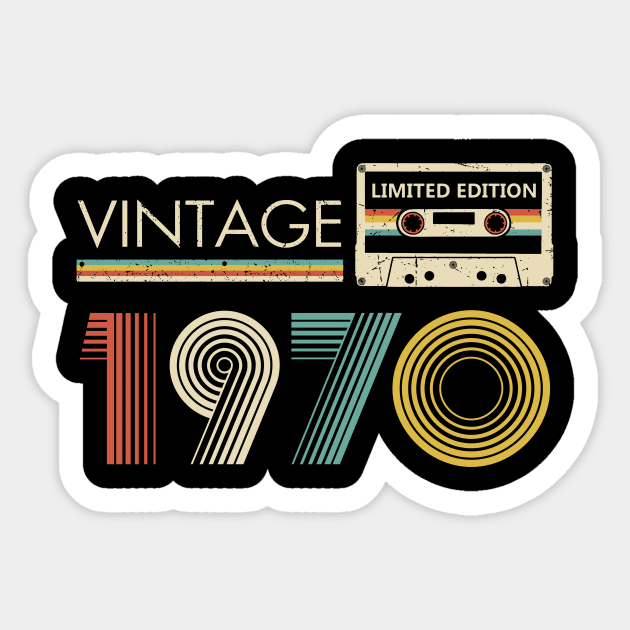 53rd Birthday Vintage 1970 Limited Edition Cassette Tape Sticker by Ripke Jesus
